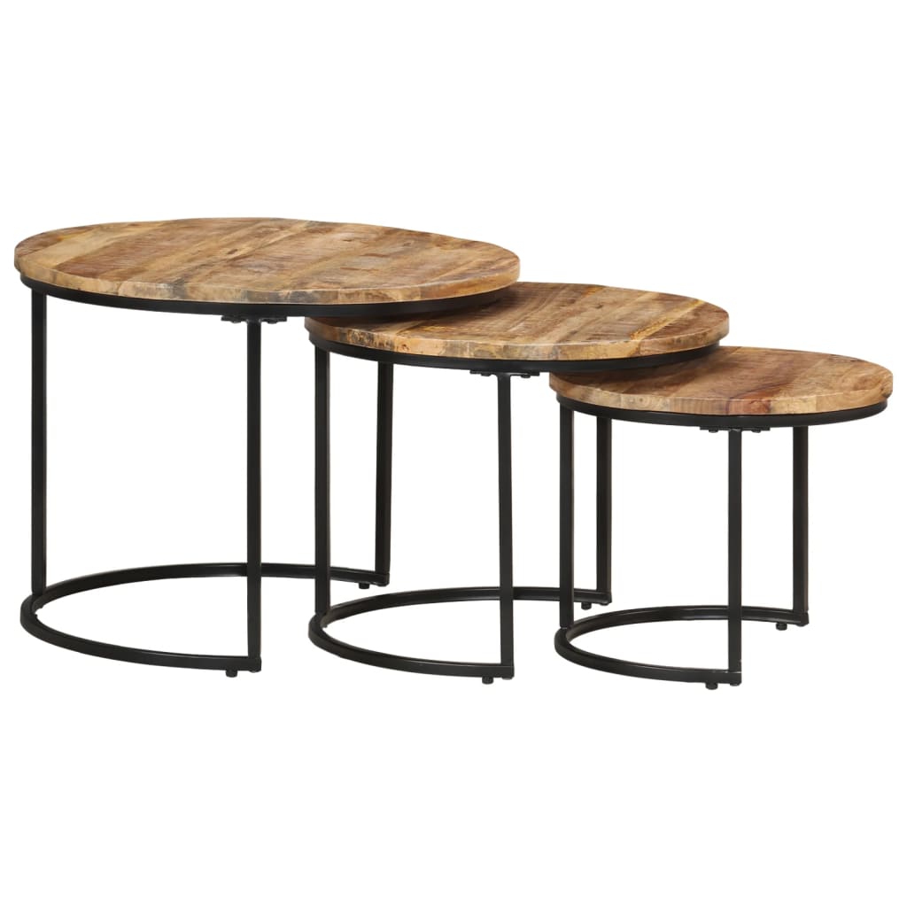 Nesting Tables 3 pcs Rough Mango Wood